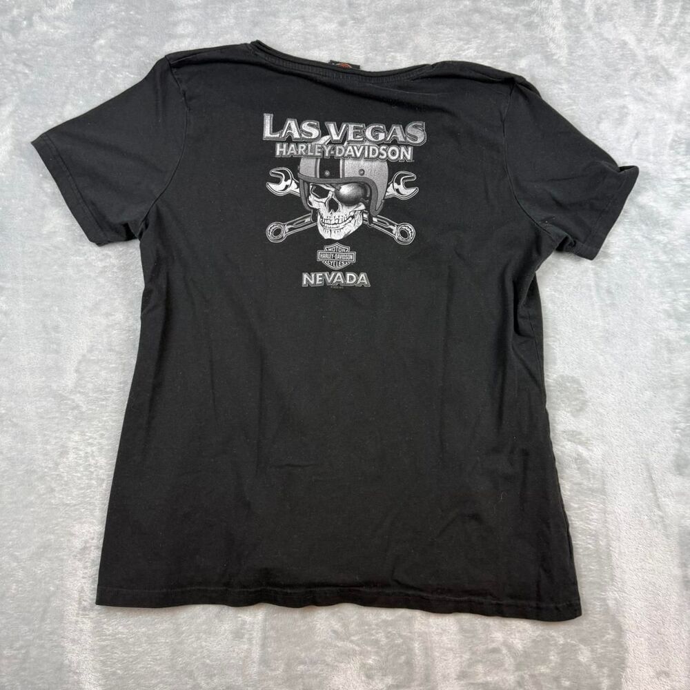 Harley-davidson Women's Black and Grey T-shirt